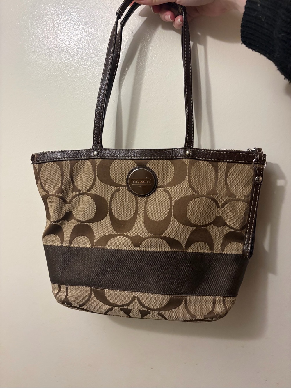 Coach Signature Striped Tote Bag